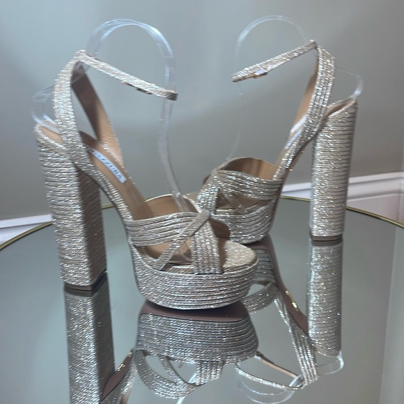 Aquazzura Sundance 140 Glitter platform heeled sandals size 38 - Picture 17 of 17